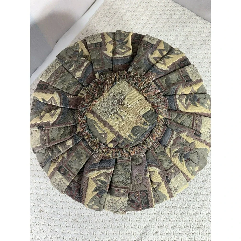 Vintage Tufted Pleated Ottoman Footstool 19
